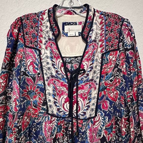 Anthropologie Spliced Tunic Dress S Boho Pheasant Folk Cottage - Picture 7 of 11